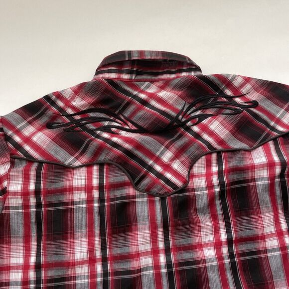 Ely Cattleman Pearl Snaps Cowboy Shirt Mens Large Plaid Tribal Embroidered Rodeo - Picture 6 of 10